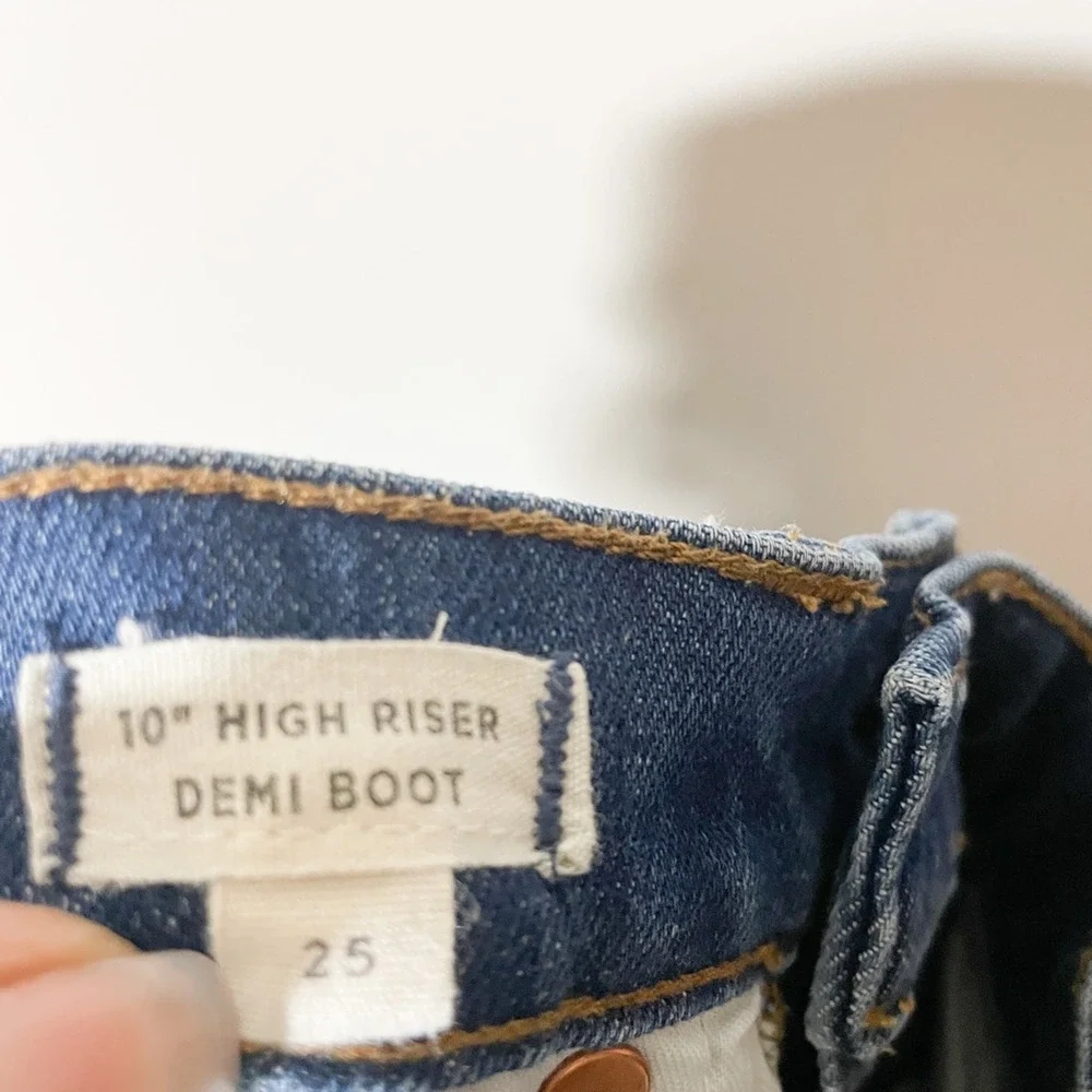 Madewell Womens Demi Boot Cut Jeans Blue Stretch Whiskered High Rise Denim 25 - Picture 5 of 6